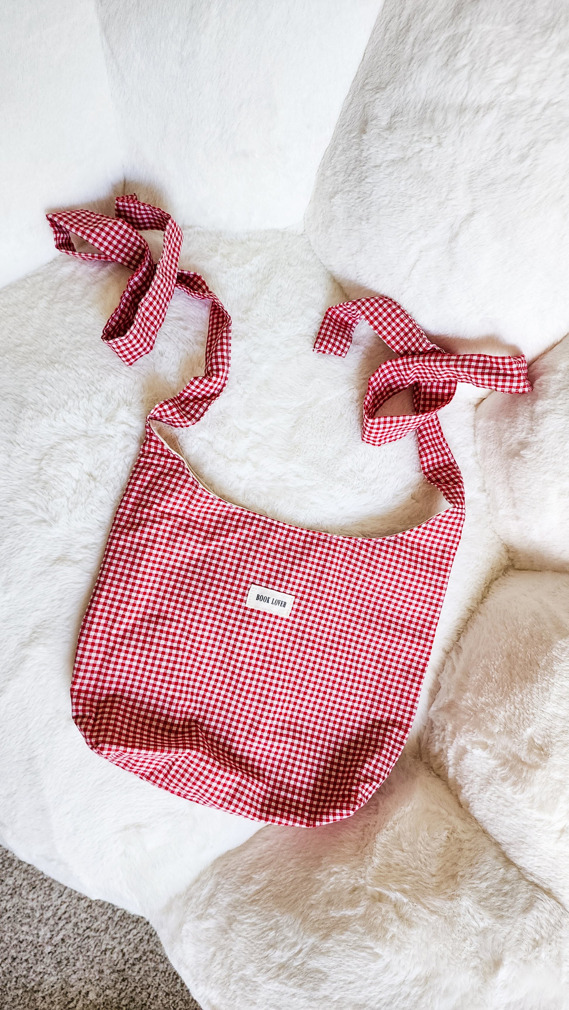 Book Lover Checkered Cotton Tote Bag with Adjustable Strap - The Bean Workshop - book club, book lover, book lovers, bookaholic, bookish, bookish friends, Booklice, Books and girls, bookstore, bookstore date, booktrovert, fantasy readers book club, tote, tote bag