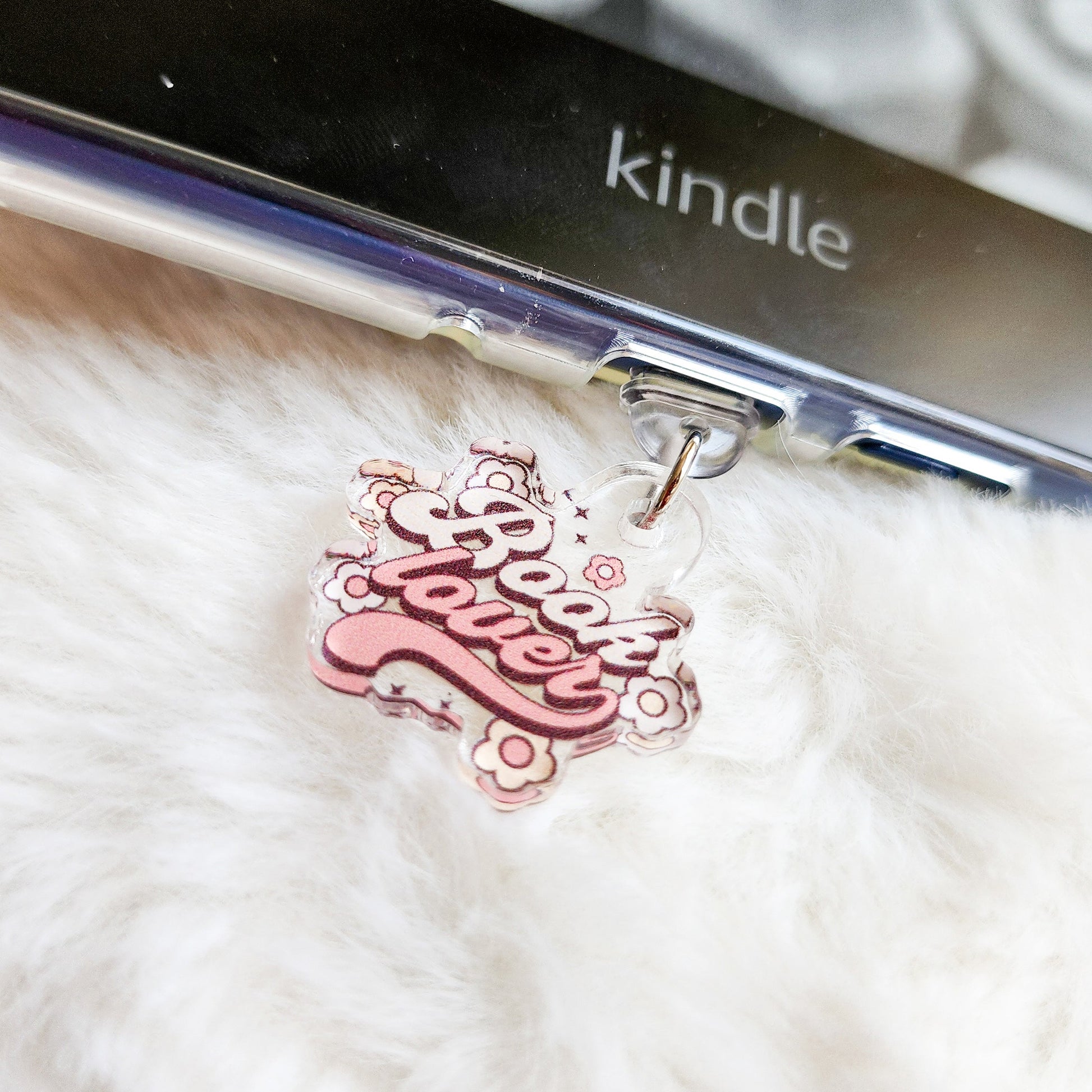 Book Lover Kindle Charm - The Bean Workshop - dust plug, e readers, kindle charm, phone charm, reading accessories, valentine, Valentine's Day Picks