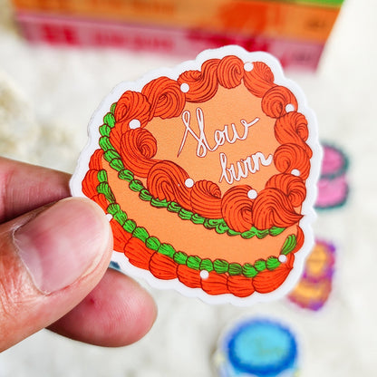 Book Trope Retro Cake Bundle of 8 Stickers - The Bean Workshop - book club gift, book lover gift, book trope sticker, Bookish Accessories, Bookish Gift, bookish sticker, die cut sticker, enemies to lovers, fake dating, fated mates, forbidden love, kindle sticker, romance reader, romance trope, sticker, sticker bundle