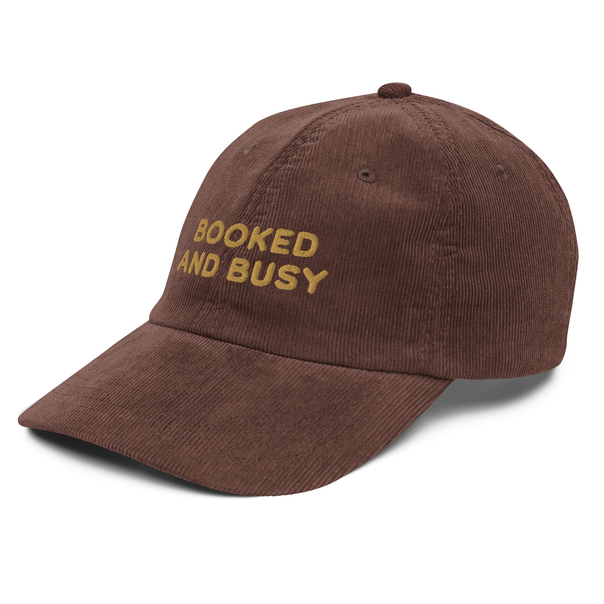 Booked and Busy Embroidered Vintage Corduroy Cap - The Bean Workshop - Academia, Bad Hair Day Hat, Baseball Hat, Book Club Gift, Book Lover Gift, Booked and Busy Embroidered Cap, Bookish Aesthetic, Bookworm Humor, Corduroy Cap, Embroidered Hat, fall, hat, Minimalist, retro, Vintage Corduroy Hat for Readers