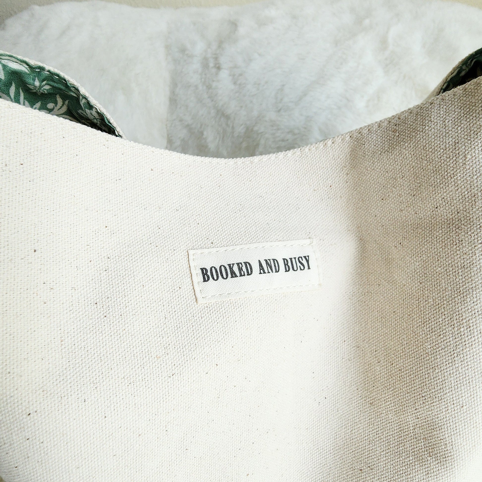 Booked and Busy Reversible Book Tote Bag - The Bean Workshop - canvas tote, tote, tote bag