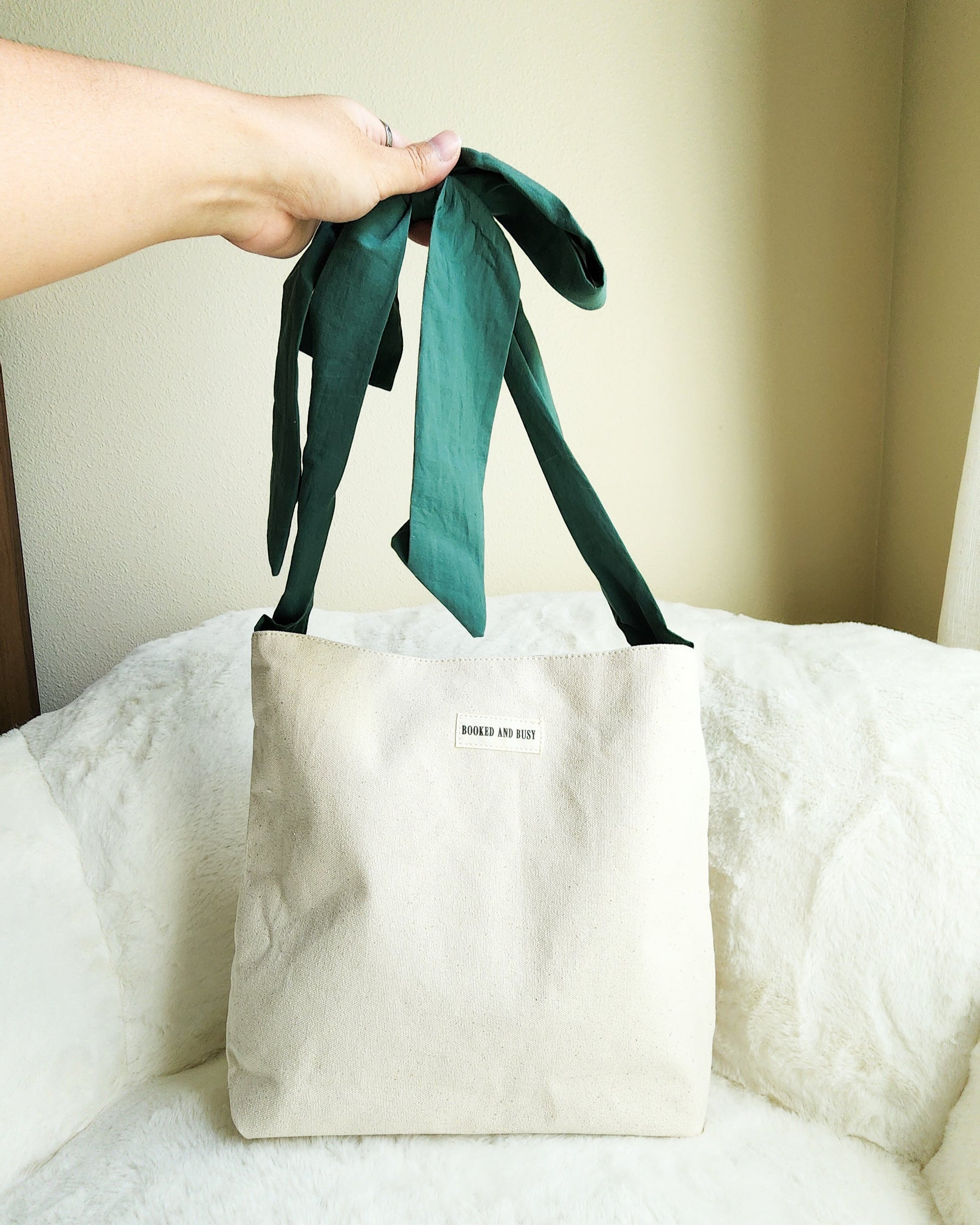 Booked and Busy Reversible Book Tote Bag - The Bean Workshop - canvas tote, tote, tote bag