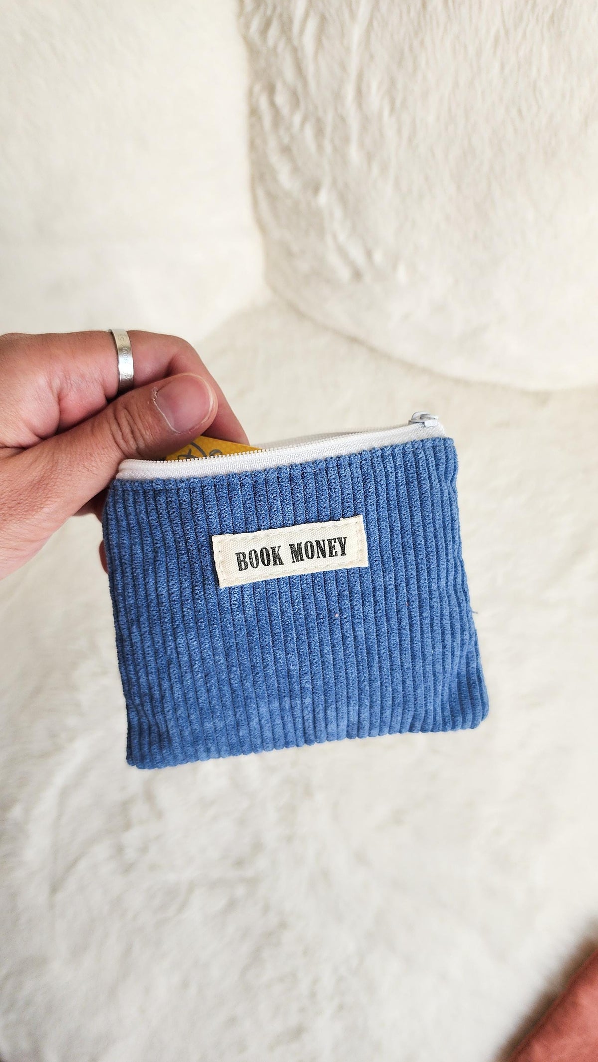 Bookish Corduroy Coin Purse & Wallet | Gift for Book Lovers, Readers, Teachers - The Bean Workshop - birthday christmas, book bag, book money wallet, bookish coin purse, cardholder, corduroy cotton bag, fun present readers, gift for book lovers, handmade, keychain mini, reading accessories, teachers librarians, zippered pouch