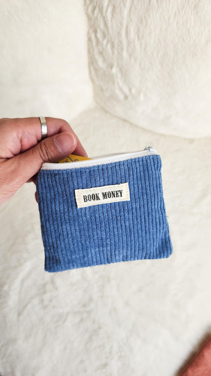 Bookish Corduroy Coin Purse & Wallet | Gift for Book Lovers, Readers, Teachers - The Bean Workshop - birthday christmas, book bag, book money wallet, bookish coin purse, cardholder, corduroy cotton bag, fun present readers, gift for book lovers, handmade, keychain mini, reading accessories, teachers librarians, zippered pouch