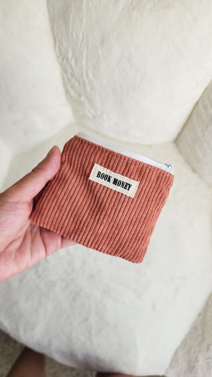 Bookish Corduroy Coin Purse & Wallet | Gift for Book Lovers, Readers, Teachers - The Bean Workshop - birthday christmas, book bag, book money wallet, bookish coin purse, cardholder, corduroy cotton bag, fun present readers, gift for book lovers, handmade, keychain mini, reading accessories, teachers librarians, zippered pouch