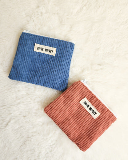Bookish Corduroy Coin Purse & Wallet | Gift for Book Lovers, Readers, Teachers - The Bean Workshop - birthday christmas, book bag, book money wallet, bookish coin purse, cardholder, corduroy cotton bag, fun present readers, gift for book lovers, handmade, keychain mini, reading accessories, teachers librarians, zippered pouch