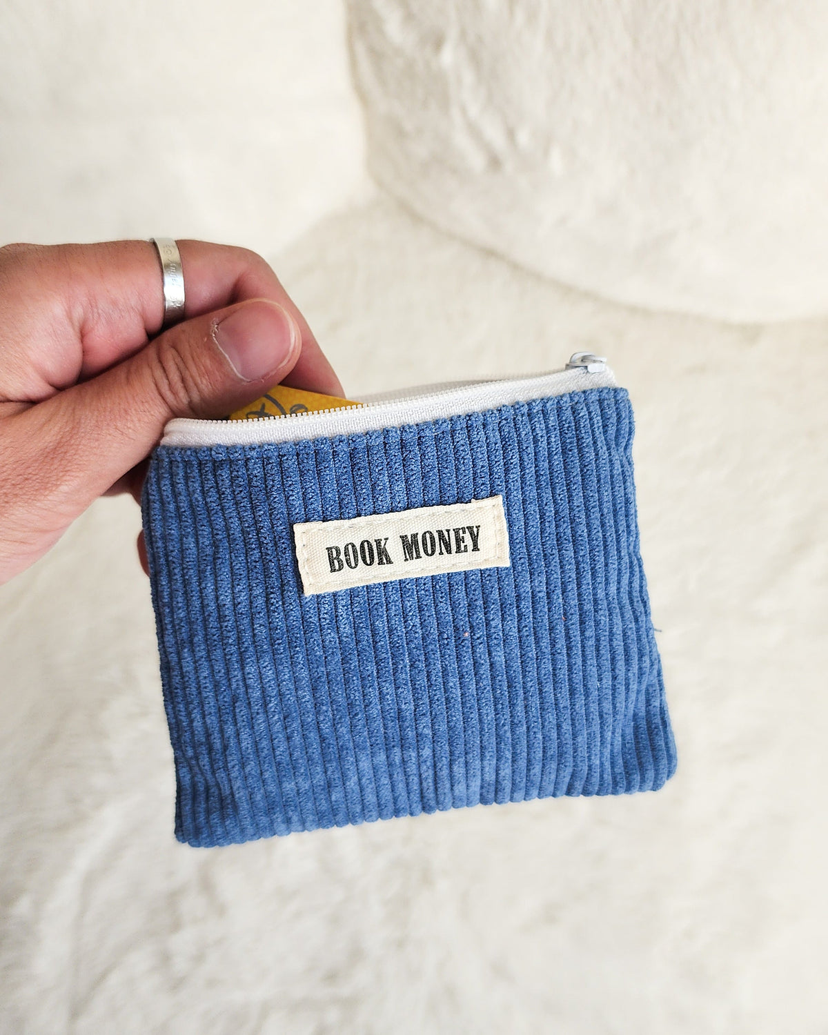Bookish Corduroy Coin Purse & Wallet | Gift for Book Lovers, Readers, Teachers - The Bean Workshop - birthday christmas, book bag, book money wallet, bookish coin purse, cardholder, corduroy cotton bag, fun present readers, gift for book lovers, handmade, keychain mini, reading accessories, teachers librarians, zippered pouch