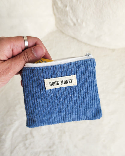 Bookish Corduroy Coin Purse & Wallet | Gift for Book Lovers, Readers, Teachers - The Bean Workshop - birthday christmas, book bag, book money wallet, bookish coin purse, cardholder, corduroy cotton bag, fun present readers, gift for book lovers, handmade, keychain mini, reading accessories, teachers librarians, zippered pouch