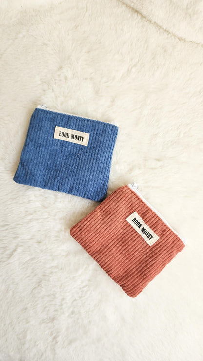 Bookish Corduroy Coin Purse & Wallet | Gift for Book Lovers, Readers, Teachers - The Bean Workshop - birthday christmas, book bag, book money wallet, bookish coin purse, cardholder, corduroy cotton bag, fun present readers, gift for book lovers, handmade, keychain mini, reading accessories, teachers librarians, zippered pouch