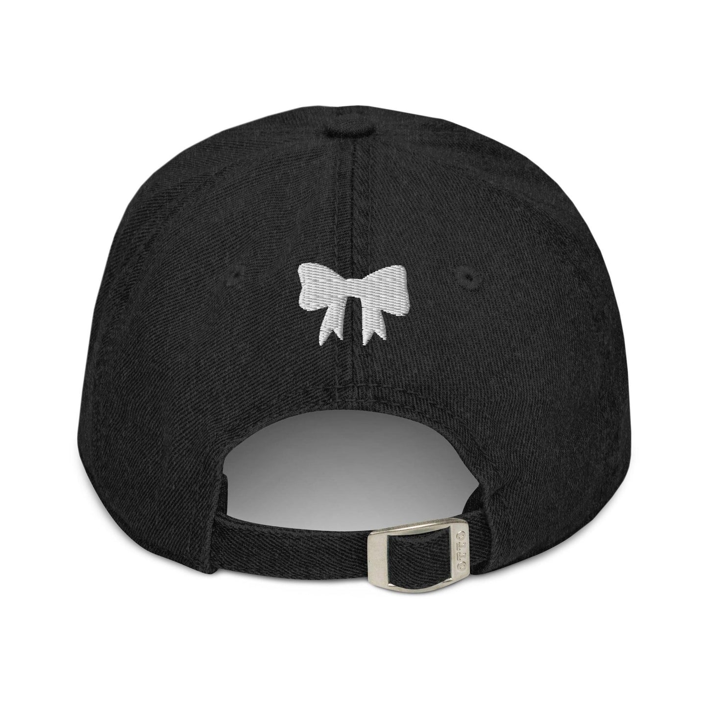 Bookish Girlie Embroidered Denim Hat - The Bean Workshop - book lover, bookish, bow, coquette, embroidered, hat, read everyday, reading accessories