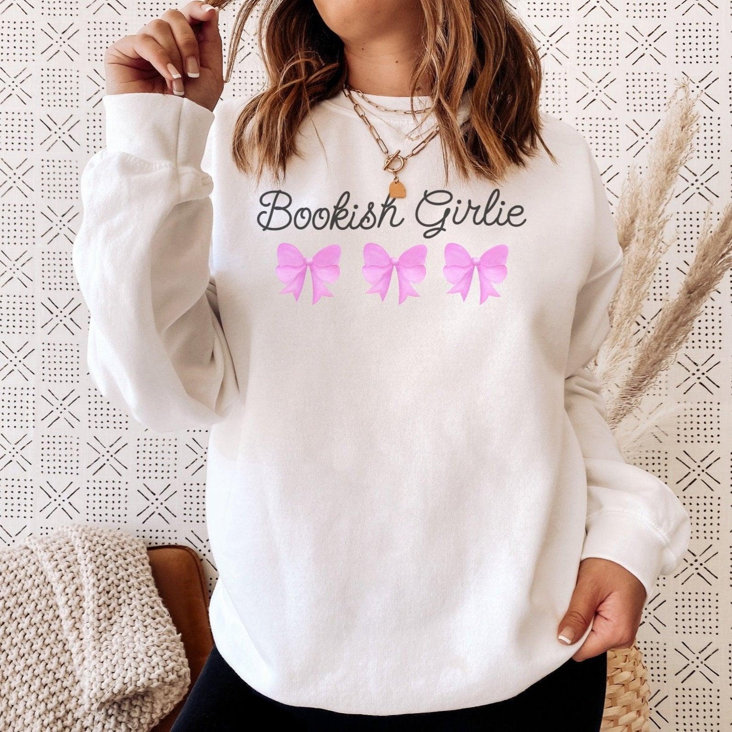 Bookish Girlie Sweatshirt - The Bean Workshop - book girlie, coquette, read everyday, soft girl era, sweatshirt