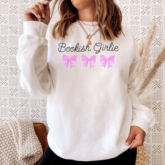 Bookish Girlie Sweatshirt - The Bean Workshop - book girlie, coquette, read everyday, soft girl era, sweatshirt
