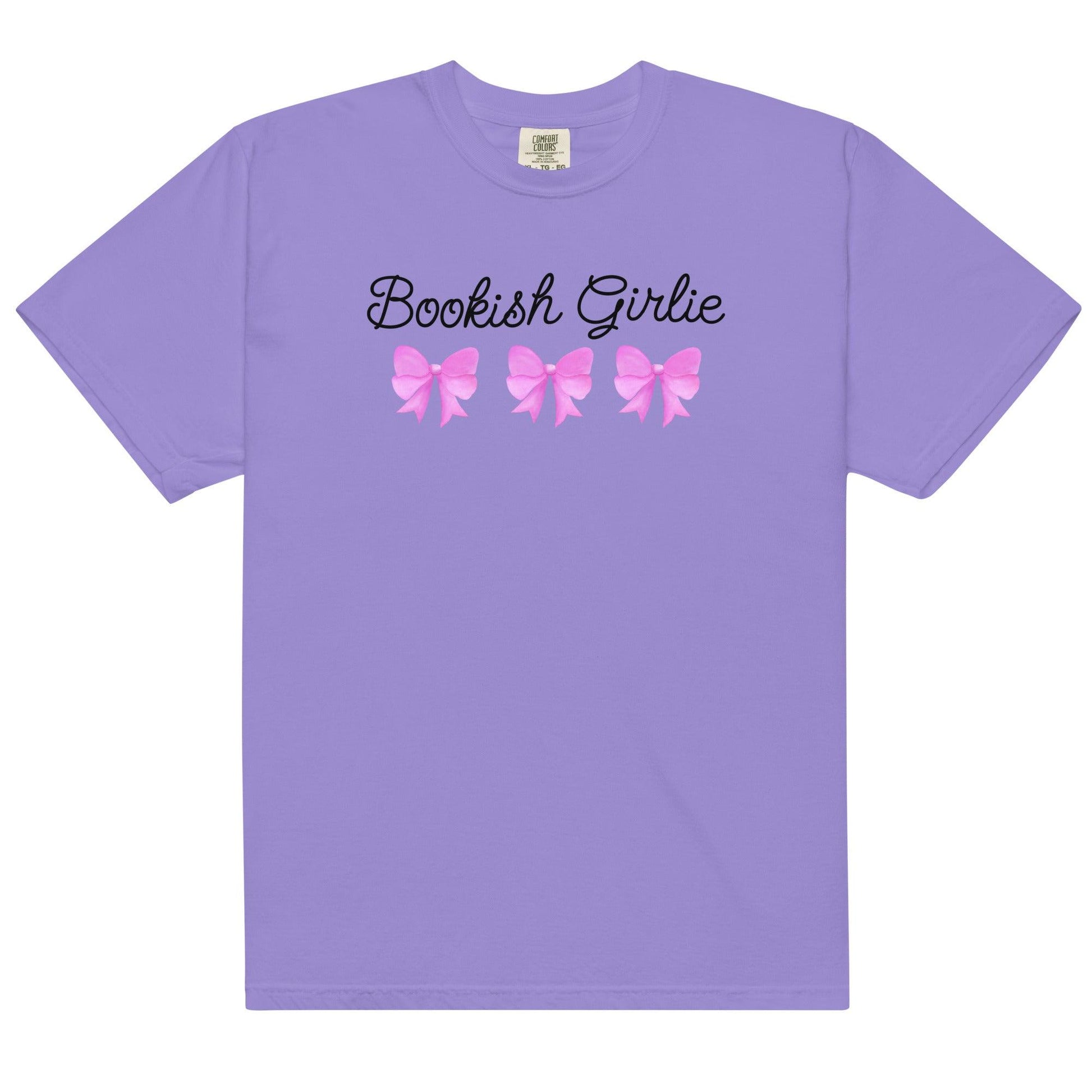 Bookish Girlie Tee Shirt - The Bean Workshop - book lover, bookish, bow, box tee, coquette, cute