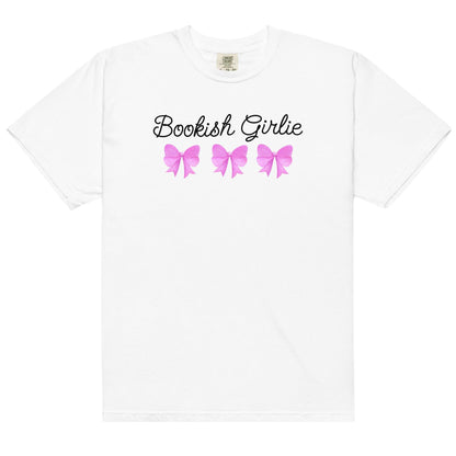 Bookish Girlie Tee Shirt - The Bean Workshop - book lover, bookish, bow, box tee, coquette, cute, read everyday