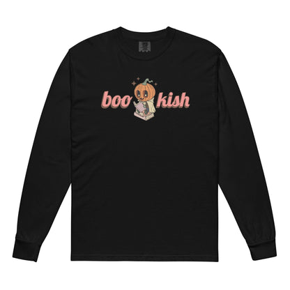 Bookish Halloween Heavyweight Long Sleeve Shirt - The Bean Workshop - book lovers, bookaholic, halloween, long sleeve shirt