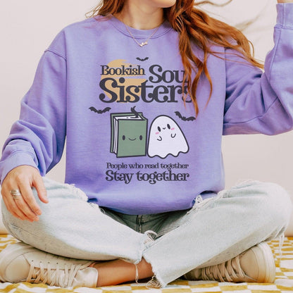Bookish Soul Sisters Heavyweight Long Sleeve Shirt - The Bean Workshop - book lovers, bookaholic, halloween, long sleeve shirt