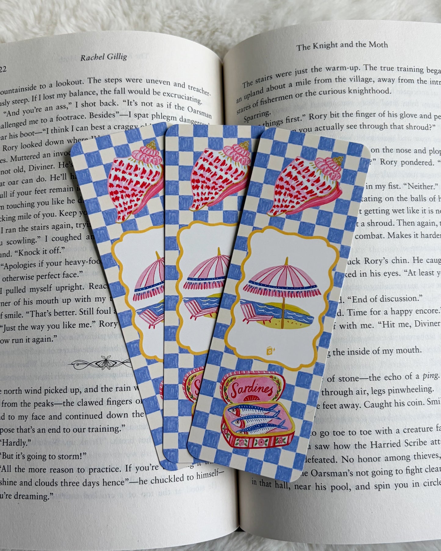 Books, Beach & Beyond Bookmark - The Bean Workshop - beach bookmark, book lover gift, bookish gift, bookmark, checkerboard, coastal, cottagecore