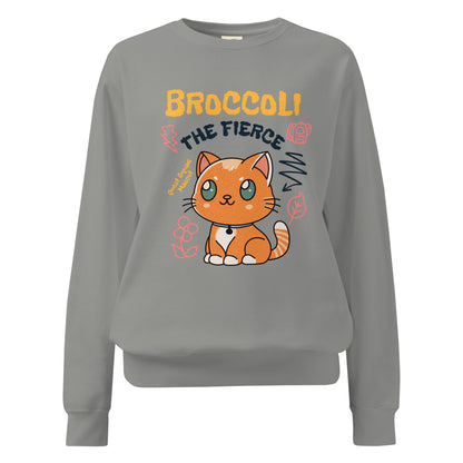 Broccoli the Fierce Heavyweight Sweatshirt - The Bean Workshop - Basgiath War College, Book Lover Gift, Bookish Cat, Booktok, Broccoli the Fierce, Chibi Art, Cute Romantasy, Dragon Rider, Empyrean Series, Fantasy Reader., Fourth Wing Merch, Iron Flame Merch, Kawaii, Liam Mairi, Quest Squad Mascot, Rebecca Yarros, sweatshirt, Violet Sorrengail, Xaden Riorson