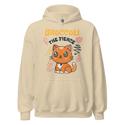 Broccoli the Fierce Hoodie - The Bean Workshop - Basgiath War College, Book Lover Gift, Bookish Cat, Booktok, Broccoli the Fierce, Chibi Art, Cute Romantasy, Dragon Rider, Empyrean Series, Fantasy Reader., Fourth Wing Merch, hoodie, Iron Flame Merch, Kawaii, Liam Mairi, Quest Squad Mascot, Rebecca Yarros, Violet Sorrengail, Xaden Riorson