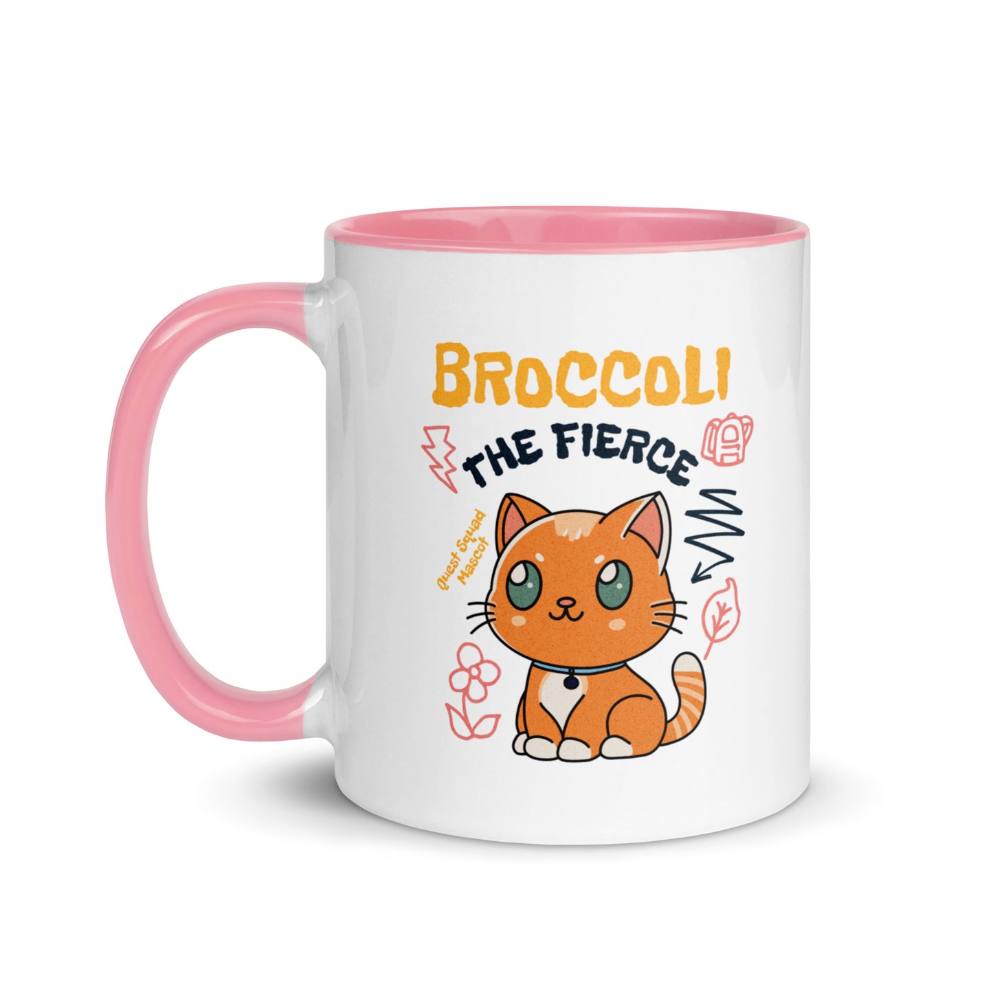 Broccoli the Fierce Mug - The Bean Workshop - Basgiath War College, Book Lover Gift, Bookish Cat, Booktok, Broccoli the Fierce, Chibi Art, Cute Romantasy, Dragon Rider, Empyrean Series, Fantasy Reader., Fourth Wing Merch, Iron Flame Merch, Kawaii, Liam Mairi, mug, Quest Squad Mascot, Rebecca Yarros, Violet Sorrengail, Xaden Riorson