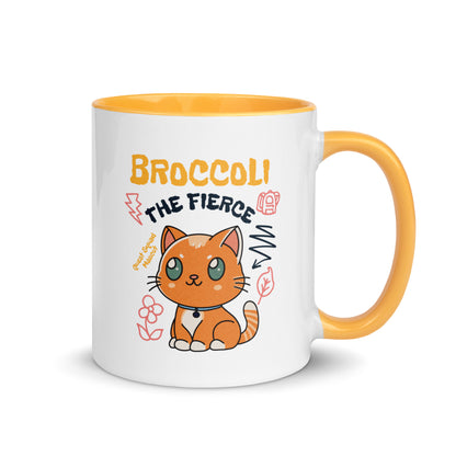 Broccoli the Fierce Mug - The Bean Workshop - Basgiath War College, Book Lover Gift, Bookish Cat, Booktok, Broccoli the Fierce, Chibi Art, Cute Romantasy, Dragon Rider, Empyrean Series, Fantasy Reader., Fourth Wing Merch, Iron Flame Merch, Kawaii, Liam Mairi, mug, Quest Squad Mascot, Rebecca Yarros, Violet Sorrengail, Xaden Riorson
