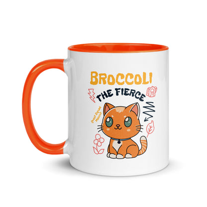 Broccoli the Fierce Mug - The Bean Workshop - Basgiath War College, Book Lover Gift, Bookish Cat, Booktok, Broccoli the Fierce, Chibi Art, Cute Romantasy, Dragon Rider, Empyrean Series, Fantasy Reader., Fourth Wing Merch, Iron Flame Merch, Kawaii, Liam Mairi, mug, Quest Squad Mascot, Rebecca Yarros, Violet Sorrengail, Xaden Riorson