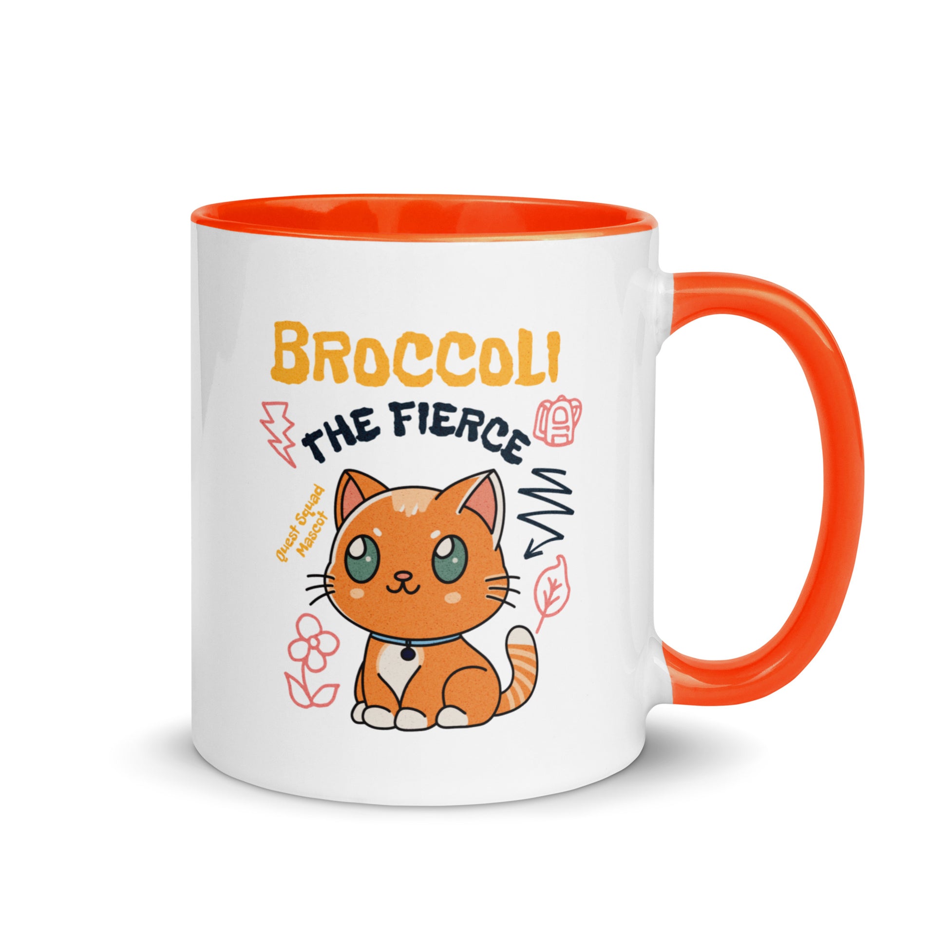 Broccoli the Fierce Mug - The Bean Workshop - Basgiath War College, Book Lover Gift, Bookish Cat, Booktok, Broccoli the Fierce, Chibi Art, Cute Romantasy, Dragon Rider, Empyrean Series, Fantasy Reader., Fourth Wing Merch, Iron Flame Merch, Kawaii, Liam Mairi, mug, Quest Squad Mascot, Rebecca Yarros, Violet Sorrengail, Xaden Riorson