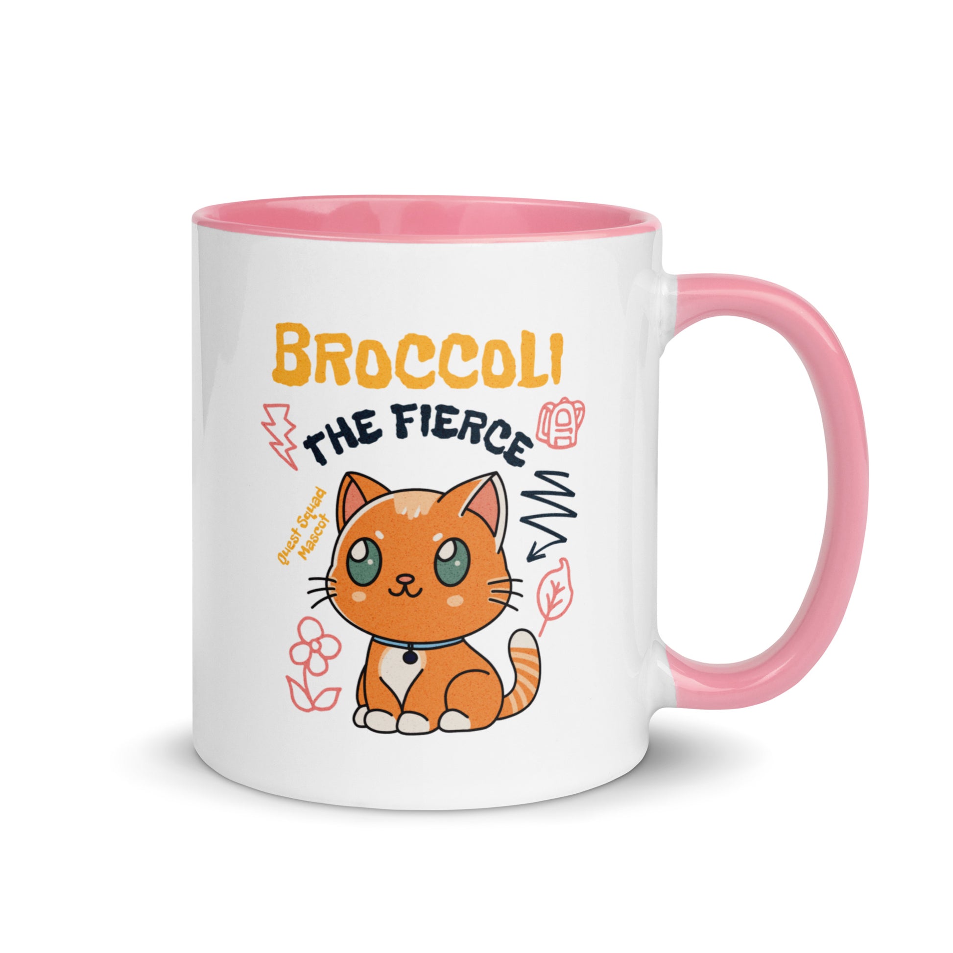 Broccoli the Fierce Mug - The Bean Workshop - Basgiath War College, Book Lover Gift, Bookish Cat, Booktok, Broccoli the Fierce, Chibi Art, Cute Romantasy, Dragon Rider, Empyrean Series, Fantasy Reader., Fourth Wing Merch, Iron Flame Merch, Kawaii, Liam Mairi, mug, Quest Squad Mascot, Rebecca Yarros, Violet Sorrengail, Xaden Riorson