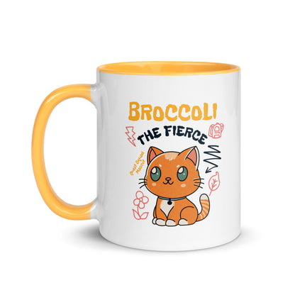 Broccoli the Fierce Mug - The Bean Workshop - Basgiath War College, Book Lover Gift, Bookish Cat, Booktok, Broccoli the Fierce, Chibi Art, Cute Romantasy, Dragon Rider, Empyrean Series, Fantasy Reader., Fourth Wing Merch, Iron Flame Merch, Kawaii, Liam Mairi, mug, Quest Squad Mascot, Rebecca Yarros, Violet Sorrengail, Xaden Riorson
