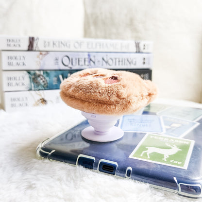 Brown Bear Plush Foldable Adhesive Kindle Grip - The Bean Workshop - kindle grip, reading accessories