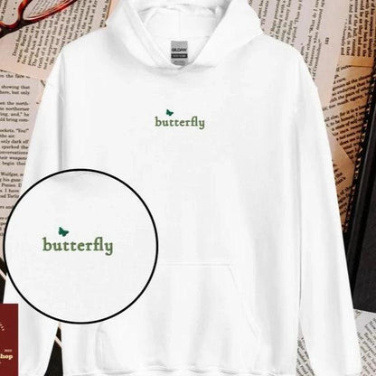 Butterfly Stella Alonso Embroidered Hoodie - The Bean Workshop - ana huang, christian harper, embroidered, hoodie, minimalistic, stella allonso, twisted
