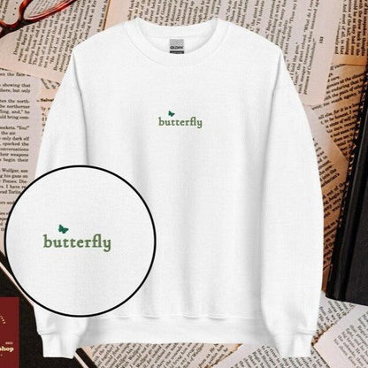 Butterfly Stella Alonso Embroidered Sweatshirt - The Bean Workshop - ana huang, christian harper, embroidered, minimalistic, stella allonso, sweatshirt, twisted