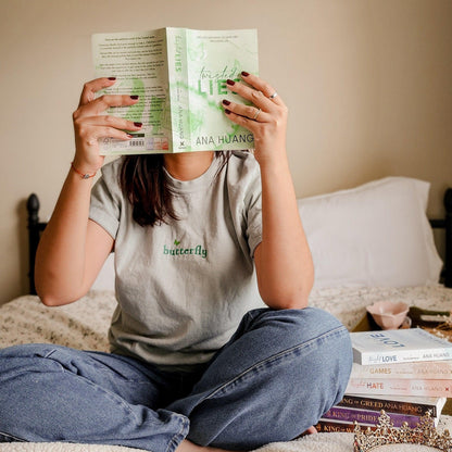 Butterfly Stella Alonso Embroidered T-Shirt - The Bean Workshop - ana huang, box tee, embroidered, minimalistic, twisted