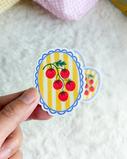 Cherry Tomato Vine Sticker - The Bean Workshop - bookish sticker, cherry tomato, cottagecore, e-reader sticker, food sticker, kindle sticker, sticker, vinyl sticker, waterproof sticker