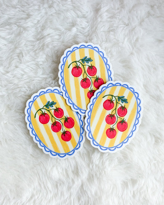 Cherry Tomato Vine Sticker - The Bean Workshop - bookish sticker, cherry tomato, cottagecore, e-reader sticker, food sticker, kindle sticker, sticker, vinyl sticker, waterproof sticker
