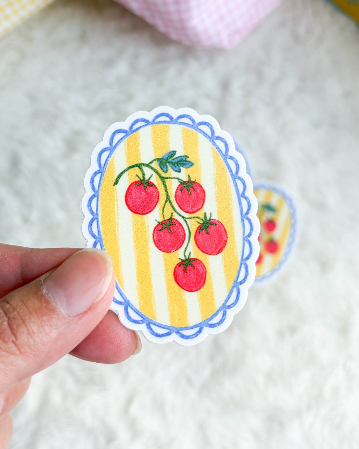 Cherry Tomato Vine Sticker - The Bean Workshop - bookish sticker, cherry tomato, cottagecore, e-reader sticker, food sticker, kindle sticker, sticker, vinyl sticker, waterproof sticker