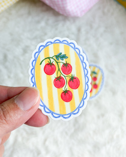 Cherry Tomato Vine Sticker - The Bean Workshop - bookish sticker, cherry tomato, cottagecore, e-reader sticker, food sticker, kindle sticker, sticker, vinyl sticker, waterproof sticker
