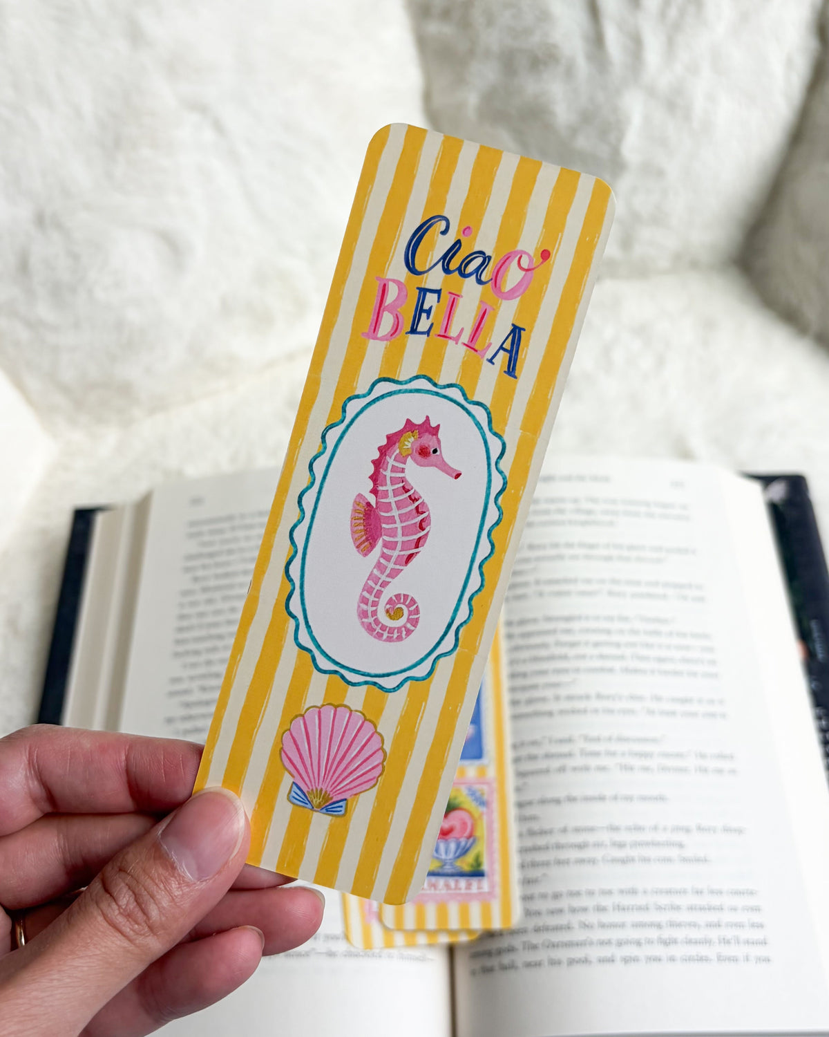 Ciao Bella Bookmark - The Bean Workshop - Amalfi, beach bookmark, book lover gift, bookish gift, bookmark, cottagecore, seahorse