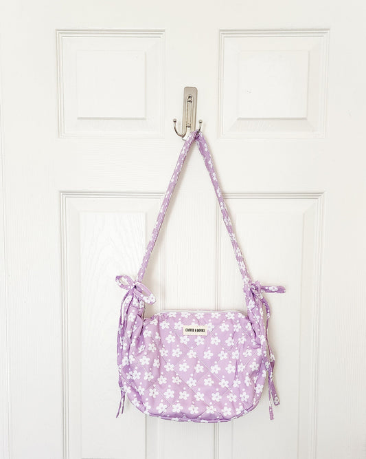 Coffee and Books Floral Zippered Shoulder Bag