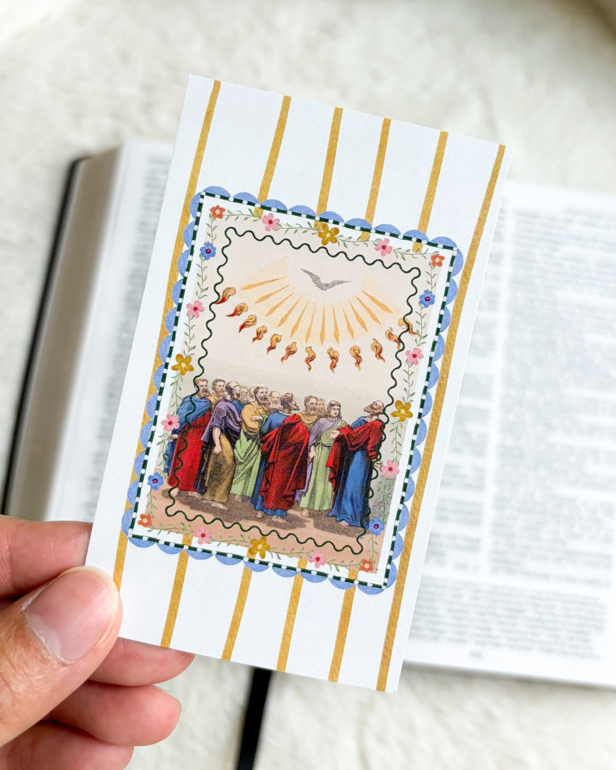 Come Holy Spirit Prayer Card & Bookmark - The Bean Workshop - archangel, Baptism, Catholic, children, Confirmation, Confirmation gift, faith gift, First Communion, guardian angel, Hail Mary, Holy Family, Holy Spirit, Pentecost, prayer card, St. Joseph, St. Michael