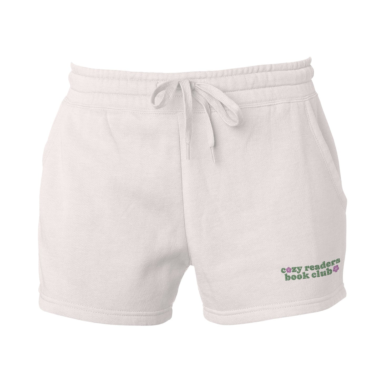 Cozy Readers Book Club Embroidered Wave Wash Fleece Shorts