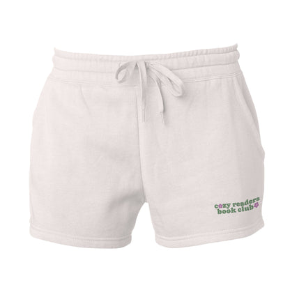 Cozy Readers Book Club Embroidered Wave Wash Fleece Shorts