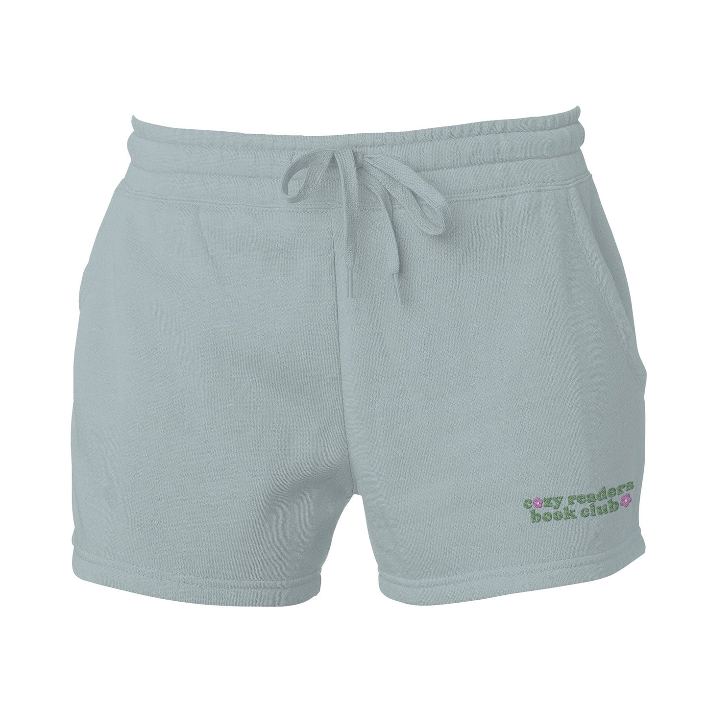Cozy Readers Book Club Embroidered Wave Wash Fleece Shorts