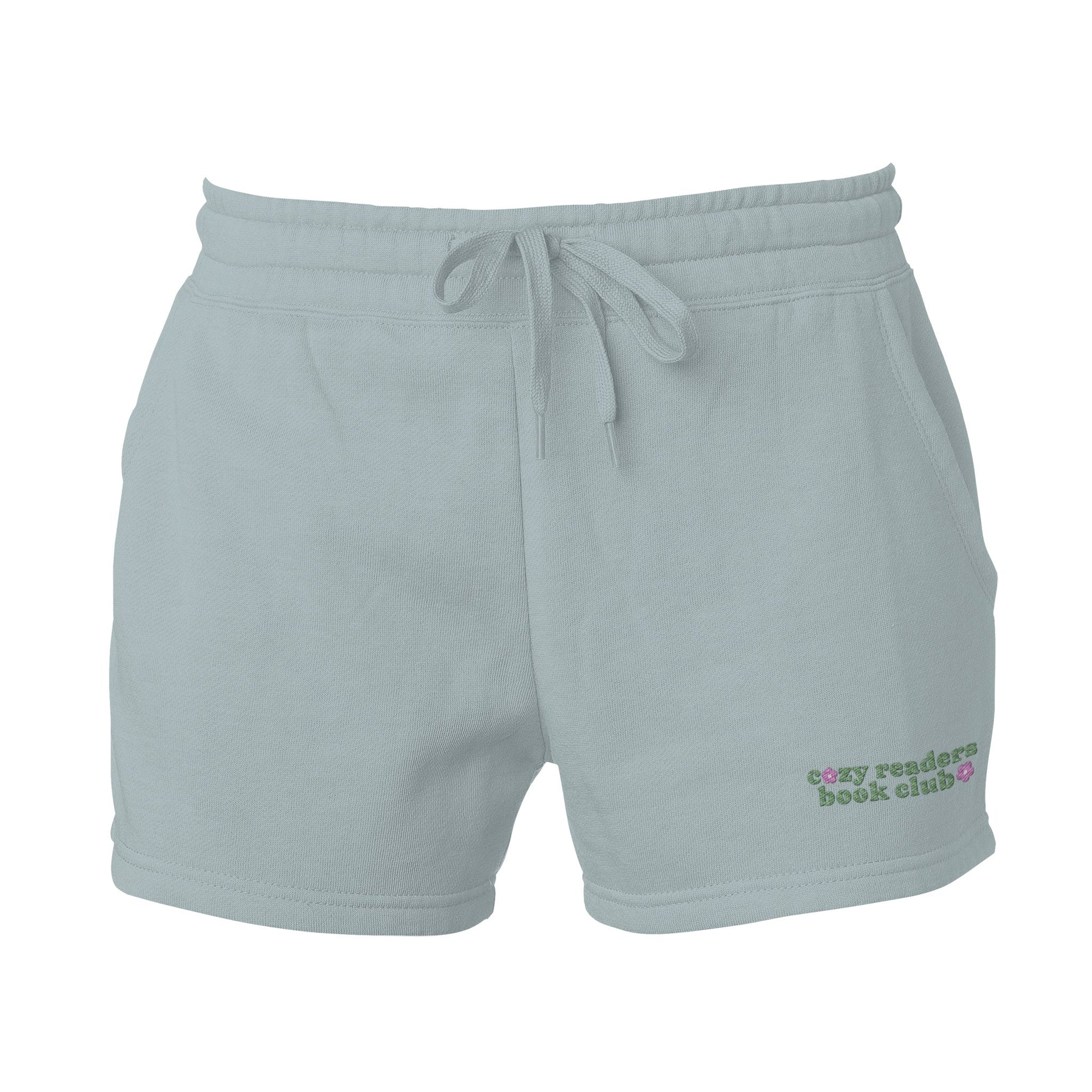 Cozy Readers Book Club Embroidered Wave Wash Fleece Shorts