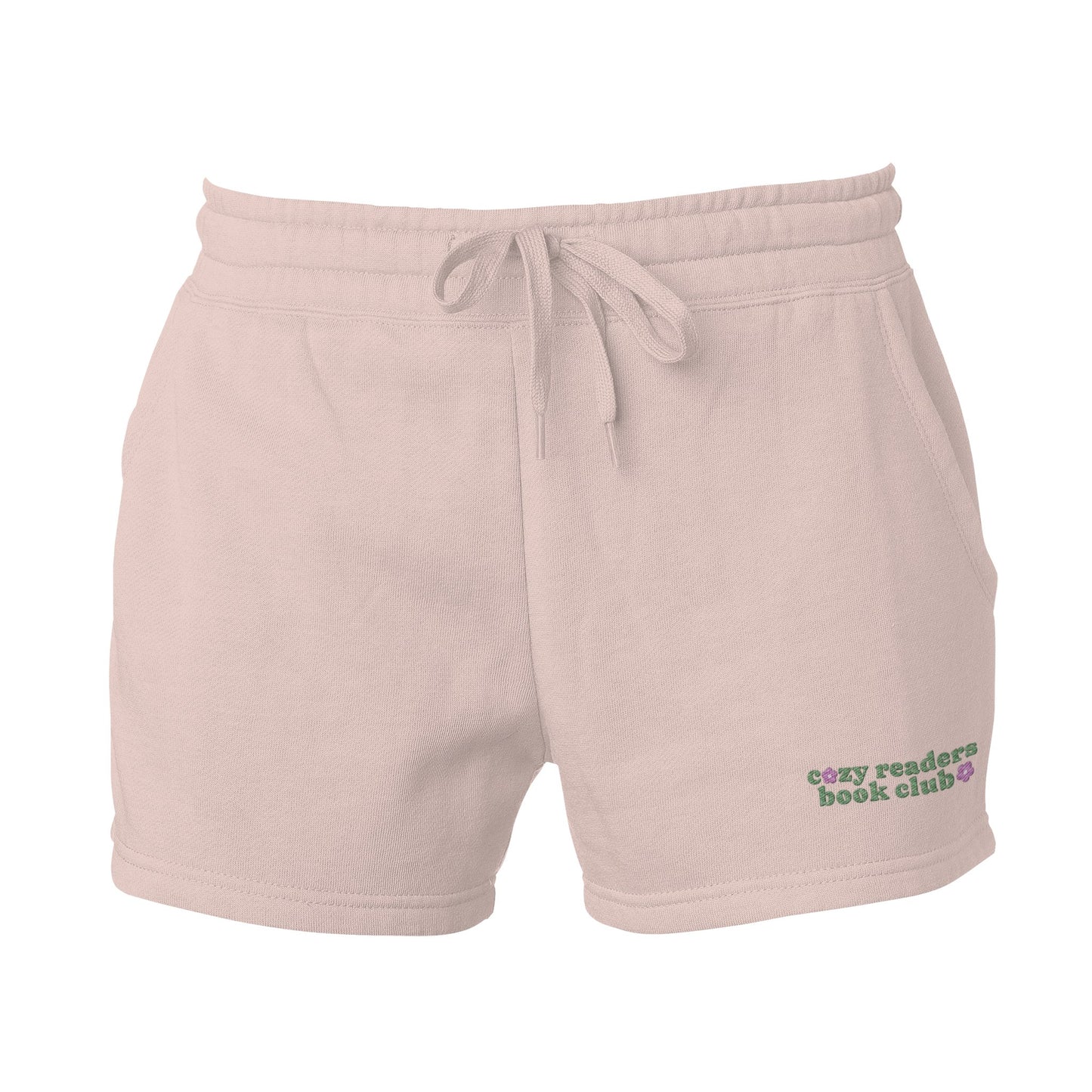 Cozy Readers Book Club Embroidered Wave Wash Fleece Shorts