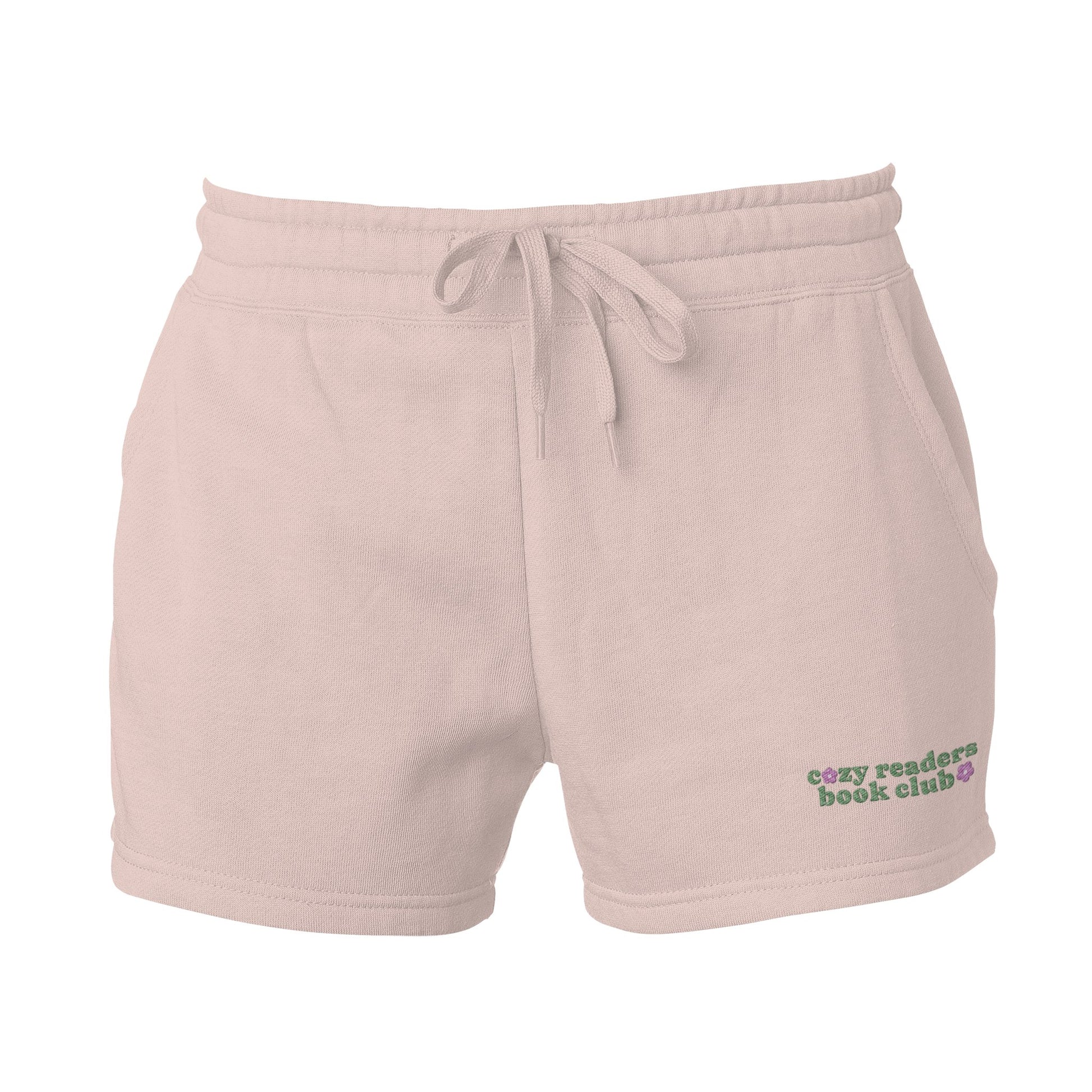 Cozy Readers Book Club Embroidered Wave Wash Fleece Shorts