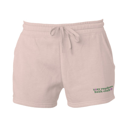 Cozy Readers Book Club Embroidered Wave Wash Fleece Shorts