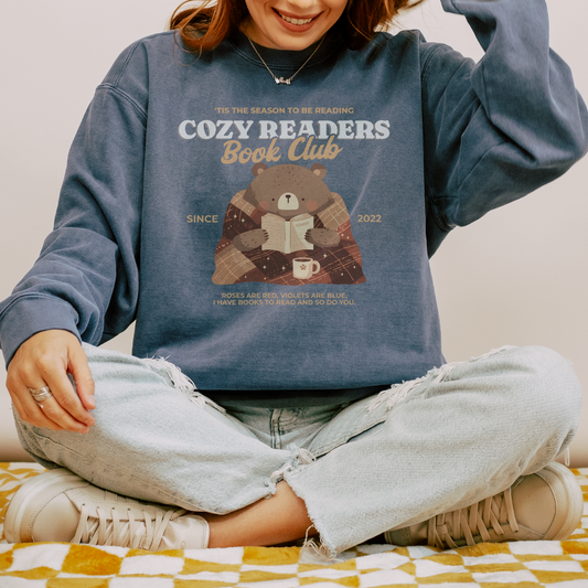 Cozy Readers Book Club Heavyweight Long-sleeve Shirt - The Bean Workshop - Autumn Vibes, Bear Graphic Long Sleeve Tee, Book Club Autumn Long Sleeve, Book Lover, Book Lover Gift, Bookish Accesories, Cozy Aesthetic, Cozy Bear, Cozy Long Sleeve for Readers, Cozy Readers Book Club, Cozy Reading Long Sleeve Shirt, fall, Long Sleeve Shirt, Long Sleeve Tee