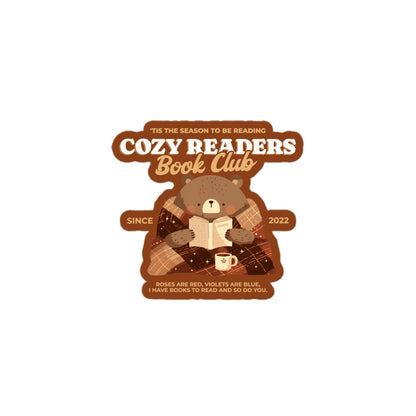 Cozy Readers Book Club Sticker - The Bean Workshop - Autumn Vibes, Book Lover, Book Lover Gift, Book Lover Sticker for Laptop, Bookish Accesories, Cozy Aesthetic, Cozy Bear, Cozy Readers Book Club, Cozy Reading Bear Vinyl Sticker, Cute Bookworm E-reader Decal, fall, Fall Aesthetic Journal Sticker, sticker