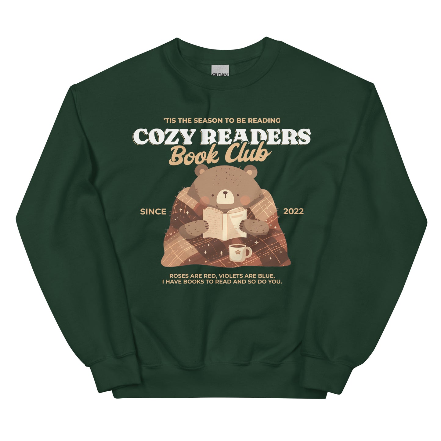 Cozy Readers Book Club Sweatshirt - The Bean Workshop - Autumn Vibes, Book Lover, Book Lover Gift, Bookish Apparel for Fall, Bookish Sweatshirt, Cottagecore, Cozy Aesthetic, Cozy Bear, Cozy Pullover, Cozy Readers Book Club, Cute Bear Graphic, fall, Fall Aesthetic, Gift for Reader Cozy Sweatshirt, sweatshirt